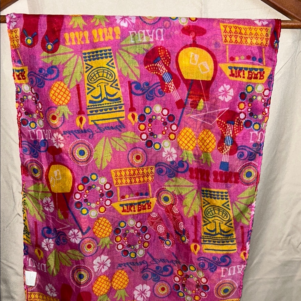 Vibrant Pink Tiki Print Scarf